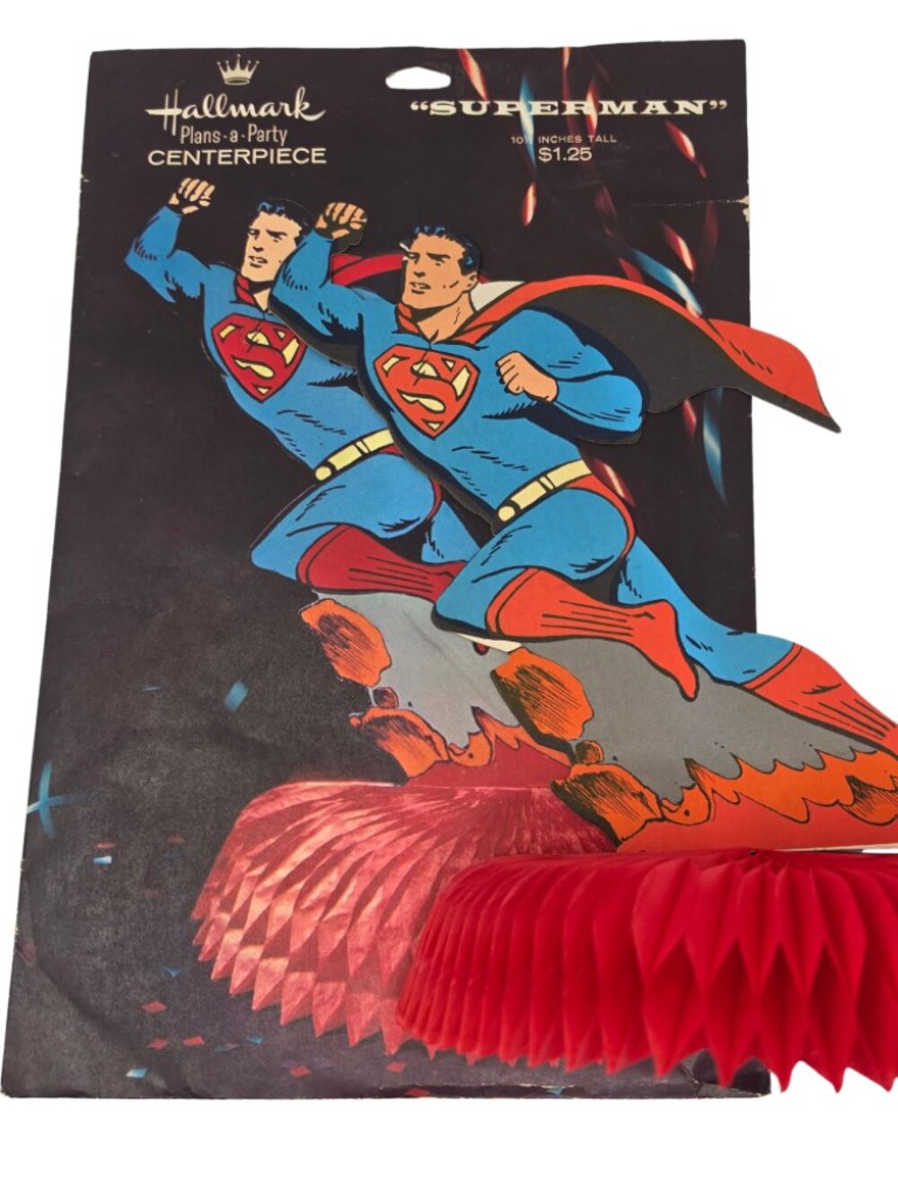 Vtg 60s Hallmark Superman 10.5" Honeycomb Centerpiece Table Display + Package